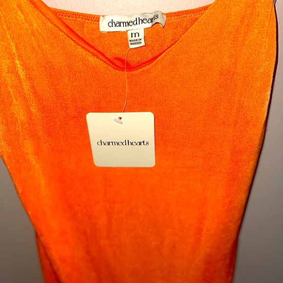 BNWT, charmed hearts , orange midi dress, size medium - Picture 2 of 3